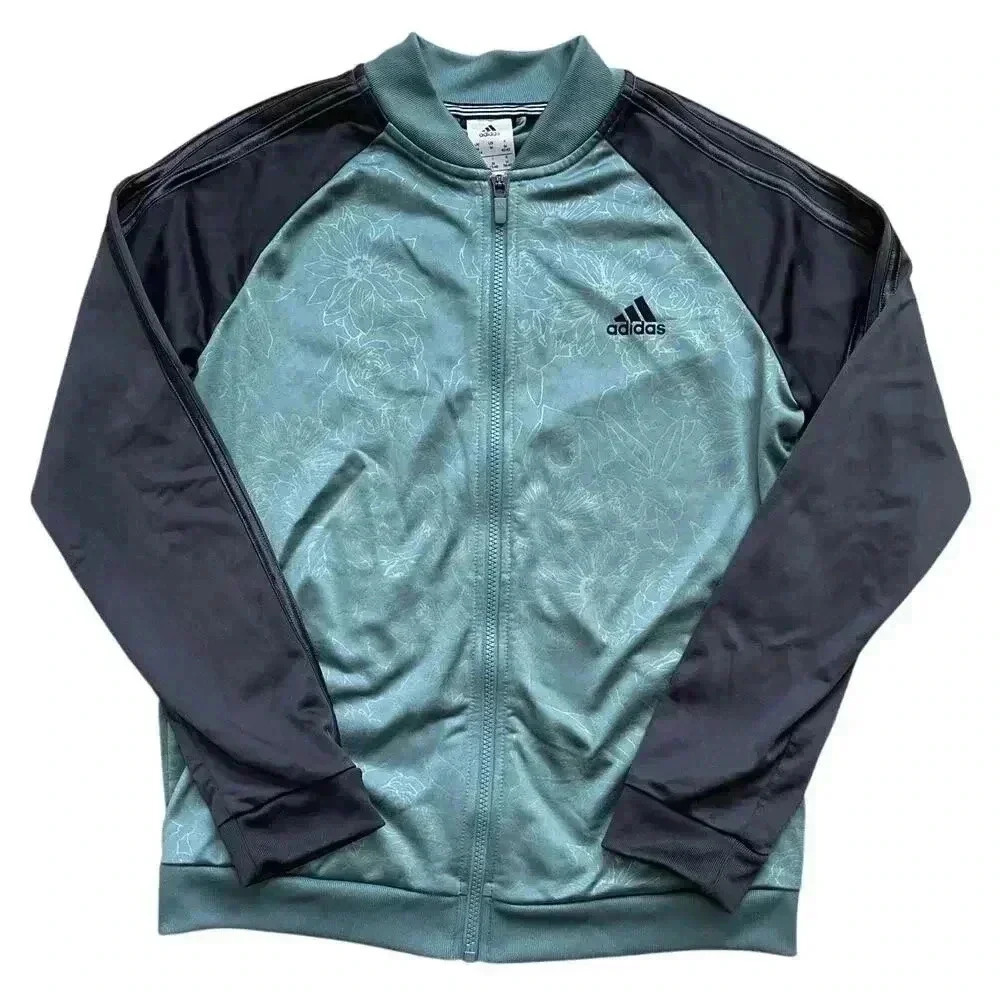 Adidas Women's Embossed Print Climalite Full Zip Track Jacket Teal Carbon M - Picture 1 of 10